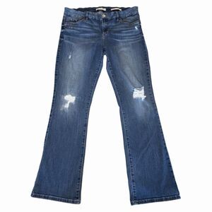 Guess Los Angeles Jeans Blue Tailored Mini Boot Distressed Womens Size 32 Y2K
